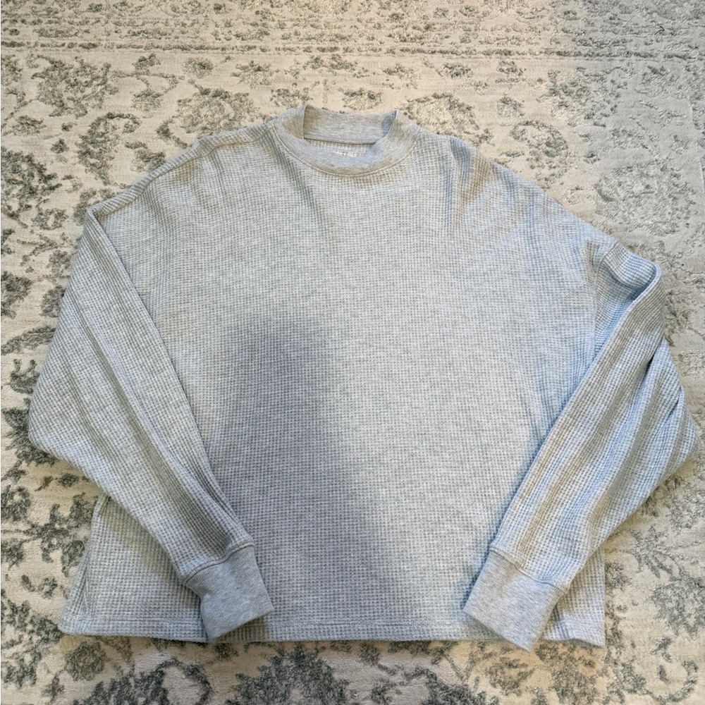 Abercrombie & Fitch Mock Neck Grey Long Sleeve Tee